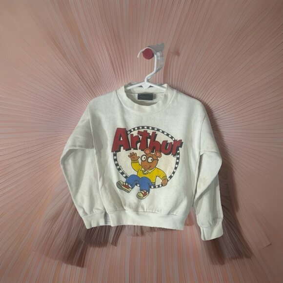 Vintage Arthur Marc Brown PBS 90s Sweatshirt White Child’s Size 6x USA Stained - Picture 1 of 11